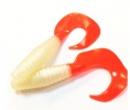 Приманка силиконовая Твистер №5 двухцветная (027, Белый перламутр/Красный хвост)