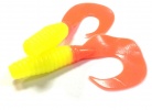 Приманка силиконовая Твистер №5 двухцветная (011, Лимонный/Красный хвост)