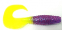 Приманка силиконовая Твистер №5 двухцветная (067, Фиолетовый с блестками/Зеленый хвост)