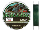 Плетеный шнур Mifine Killer X8pe 135м зеленый (0.18mm)