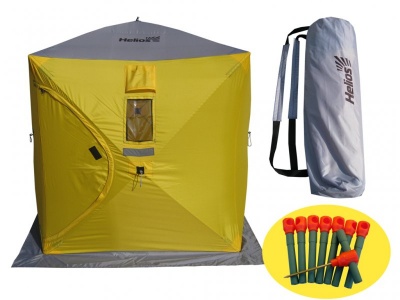 Палатка зимняя Helios Куб, 1.5*1.5 m, (4 желтый/1 серый) 